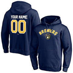 Milwaukee Brewers Personalized Winning Streak Name & Number Pullover Hoodie - Navy Hoodies
