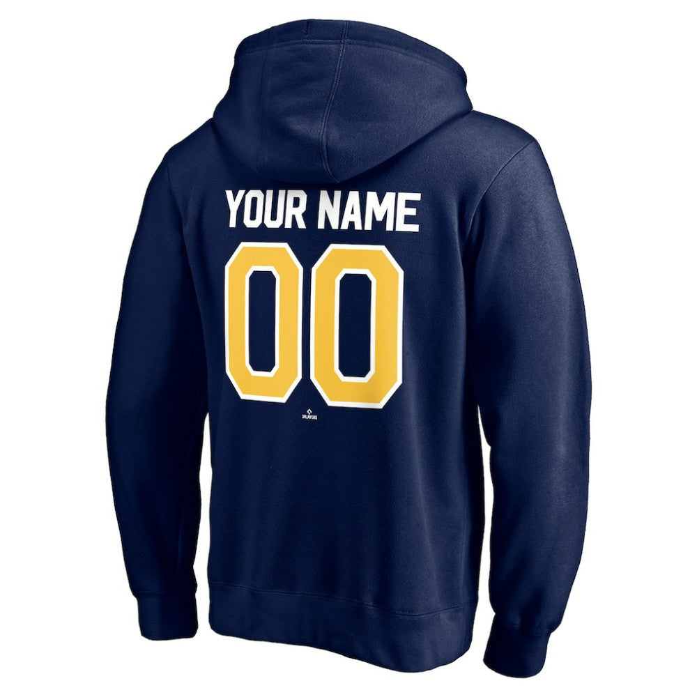 Milwaukee Brewers Personalized Winning Streak Name & Number Pullover Hoodie - Navy Hoodies
