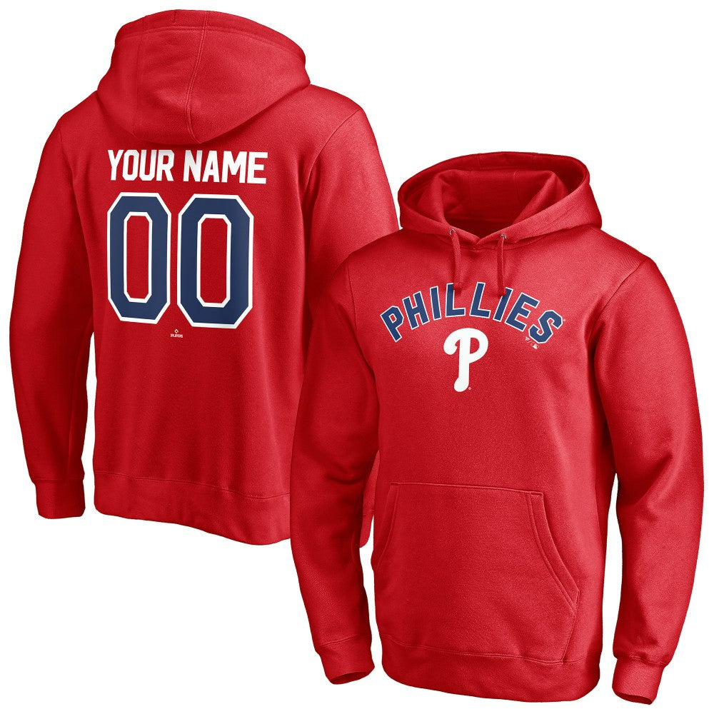 Philadelphia Phillies Personalized Winning Streak Name & Number Pullover Hoodie - Red Hoodies