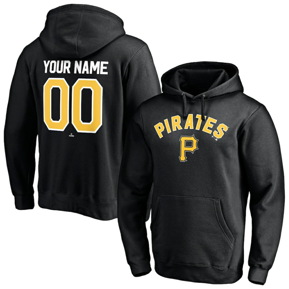 Pittsburgh Pirates Personalized Winning Streak Name & Number Pullover Hoodie - Black Hoodies