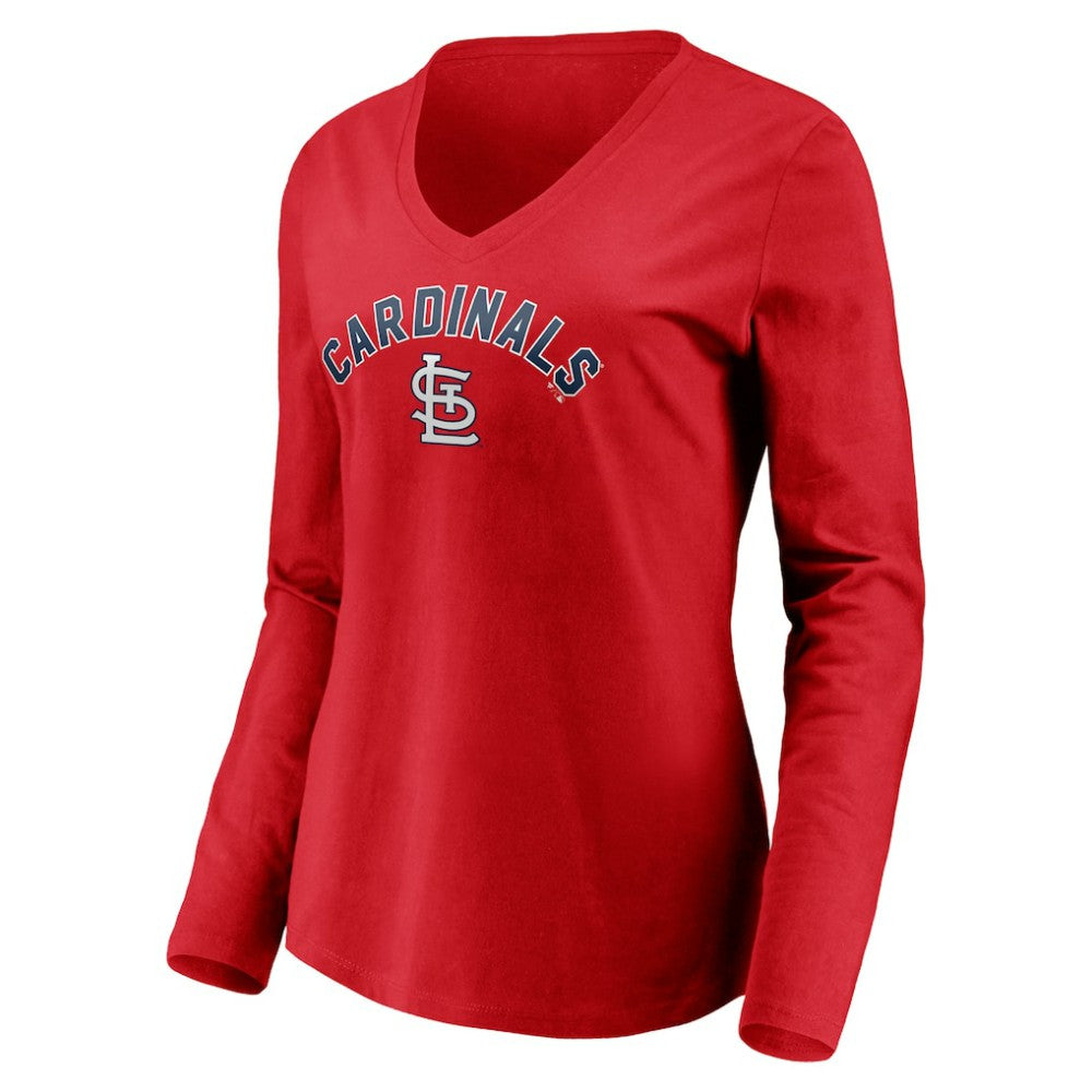 St. Louis Cardinals Women's Personalized Winning Streak Name & Number Long Sleeve V-Neck T-Shirt - Red T-shirts