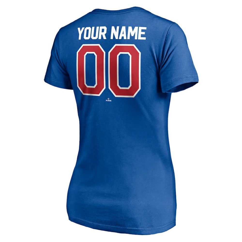 Chicago Cubs Women's Personalized Winning Streak Name & Number V-Neck T-Shirt - Royal T-shirts