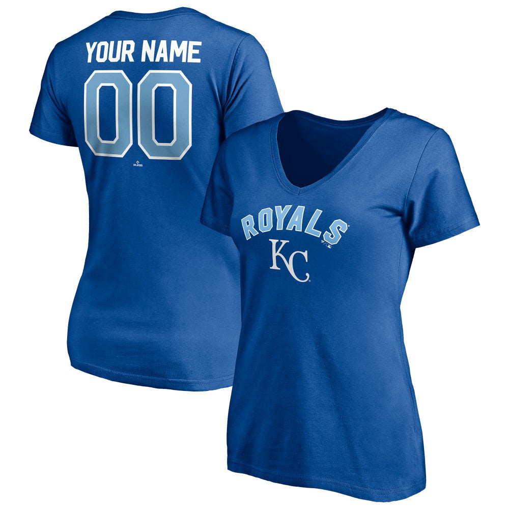 Kansas City Royals Women's Personalized Winning Streak Name & Number V-Neck T-Shirt - Royal T-shirts