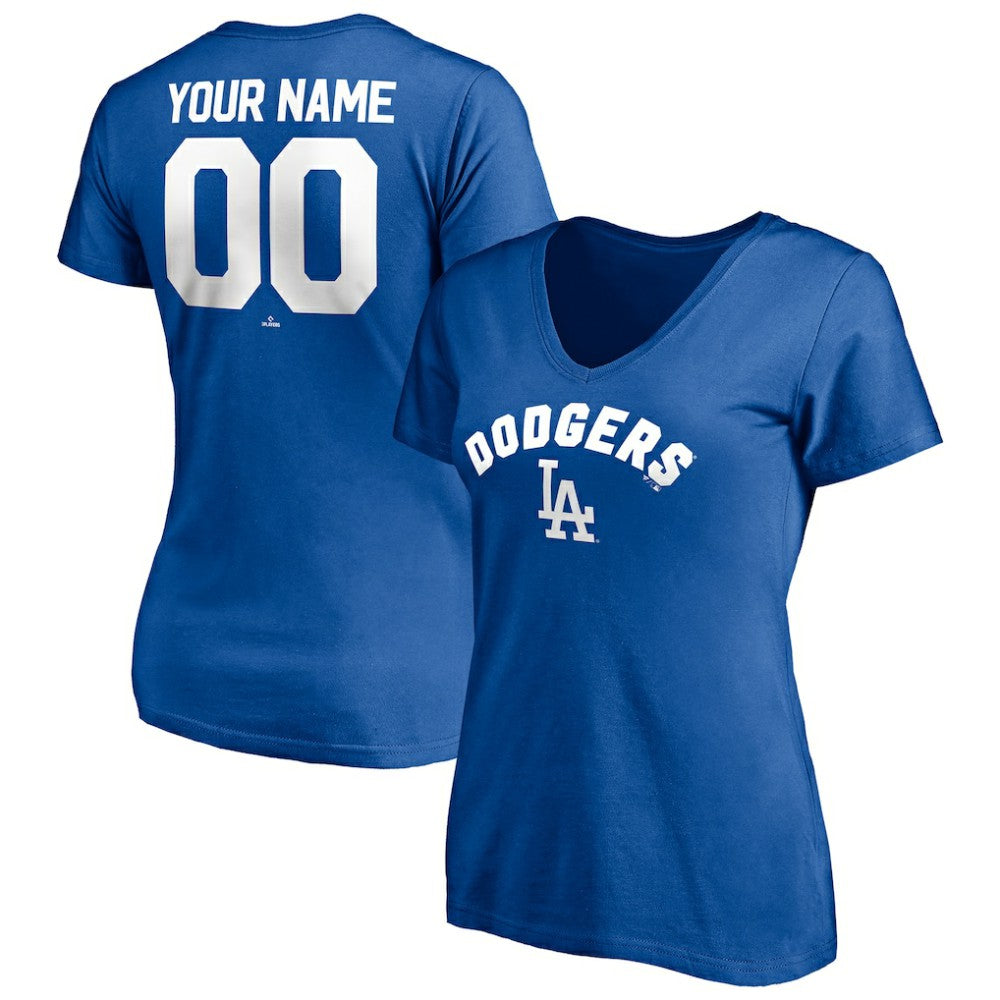 Los Angeles Dodgers Women's Personalized Winning Streak Name & Number V-Neck T-Shirt - Royal T-shirts