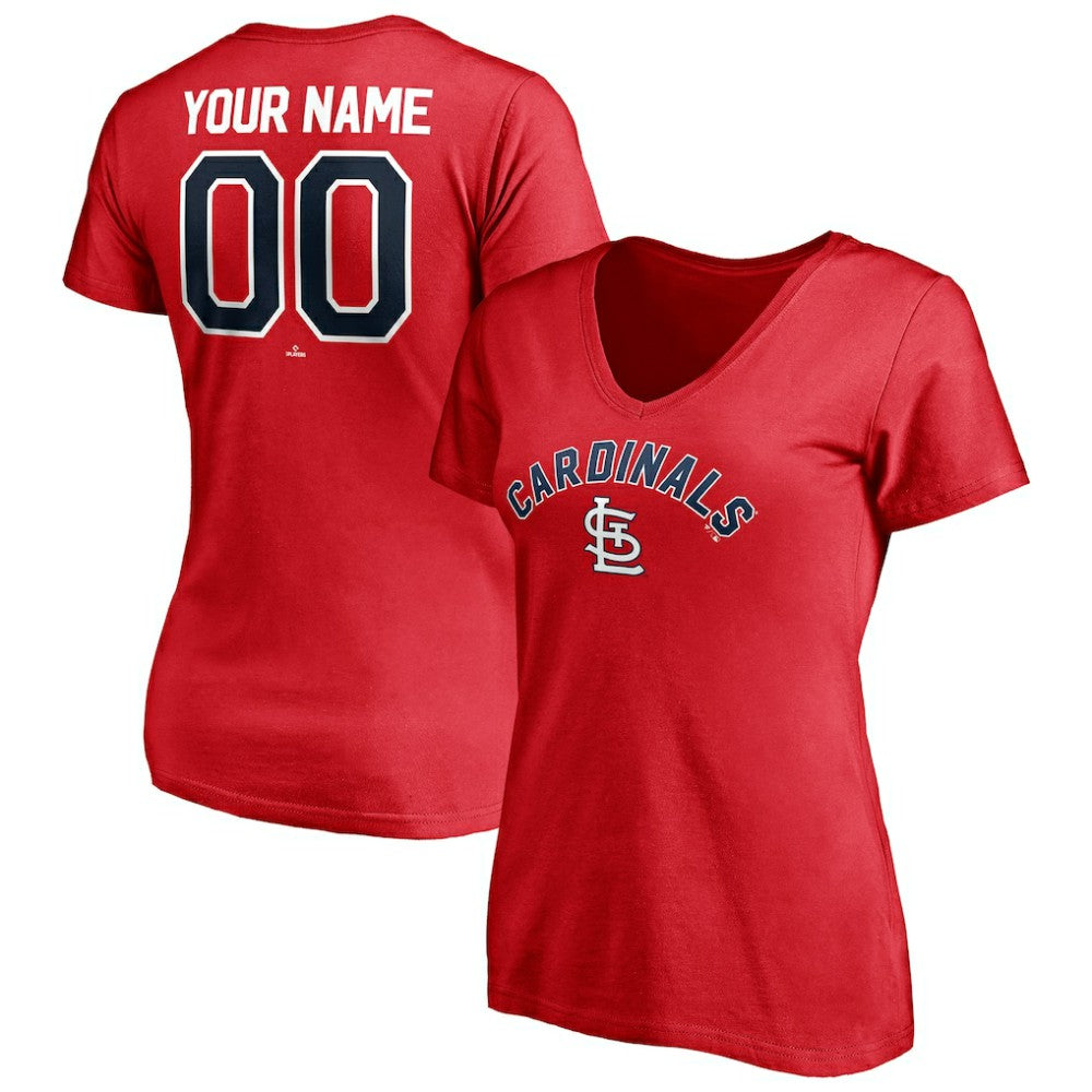 St. Louis Cardinals Women's Personalized Winning Streak Name & Number V-Neck T-Shirt - Red T-shirts