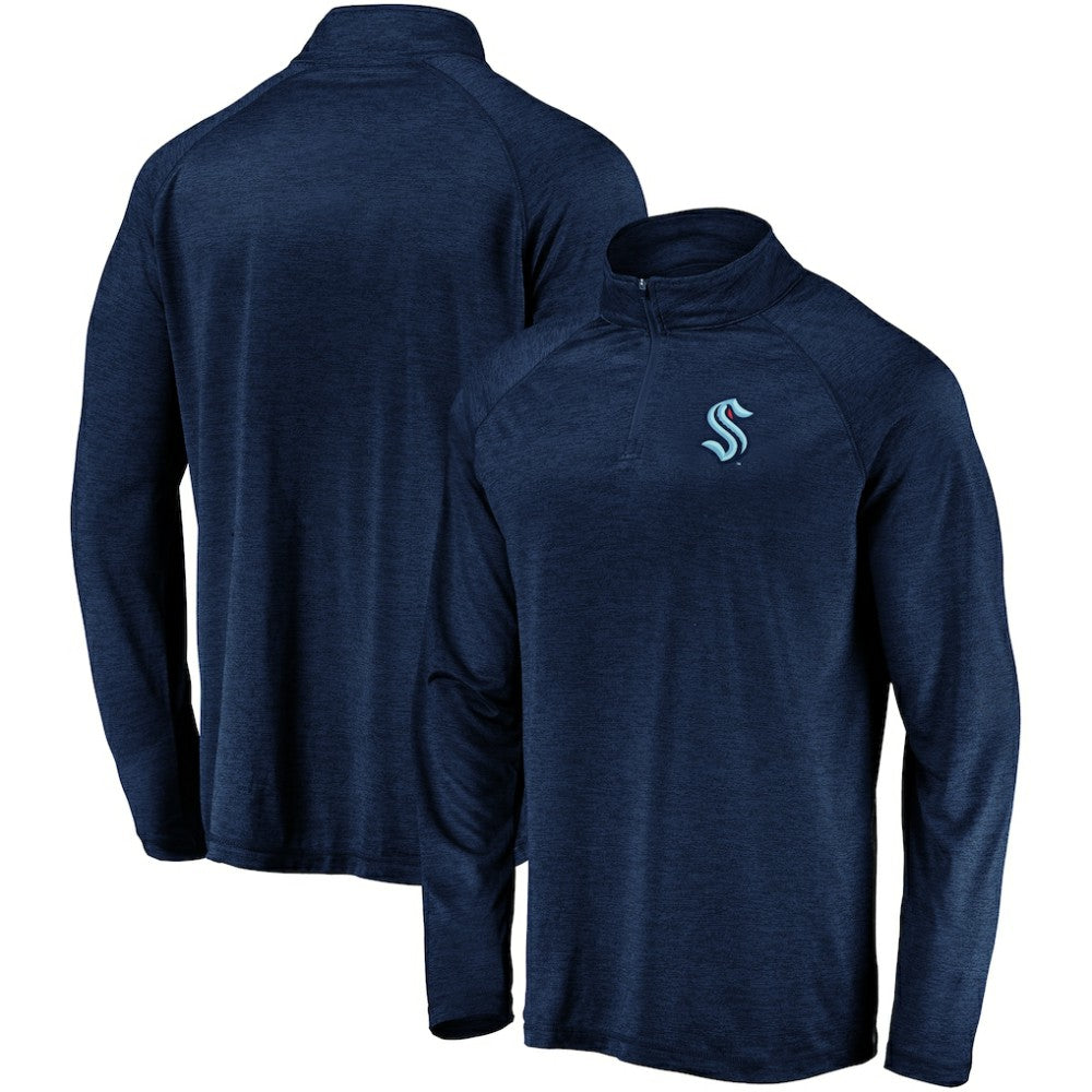 Seattle Kraken Fanatics Primary Logo Quarter-Zip Pullover Fleece Jacket - Navy | US 4012261