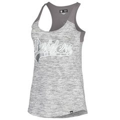 Las Vegas Raiders New Era Women's Space Dye Racerback Scoop Neck Tank Top - Silver/Black Tops