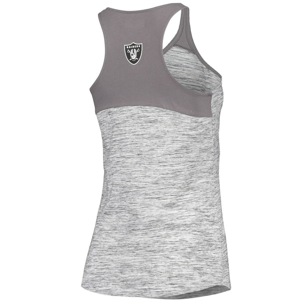 Las Vegas Raiders New Era Women's Space Dye Racerback Scoop Neck Tank Top - Silver/Black Tops