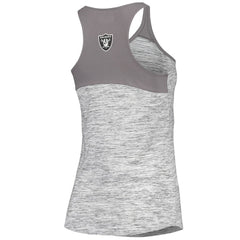Las Vegas Raiders New Era Women's Space Dye Racerback Scoop Neck Tank Top - Silver/Black Tops