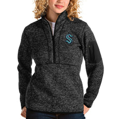 Seattle Kraken Antigua Women's Fortune Half-Zip Sweatshirt - Heather Black | US 4014453