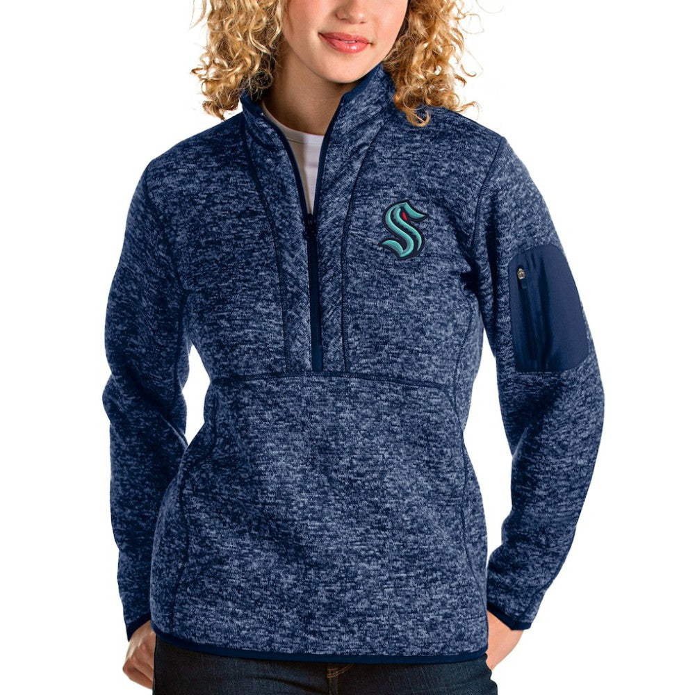Seattle Kraken Antigua Women's Fortune Half-Zip Sweatshirt - Heather Navy | US 4014454