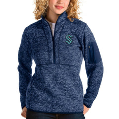 Seattle Kraken Antigua Women's Fortune Half-Zip Sweatshirt - Heather Navy | US 4014454