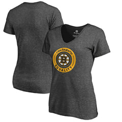 Boston Bruins Women's #WeSkateFor V-Neck T-Shirt - Heather Gray | US 4017813