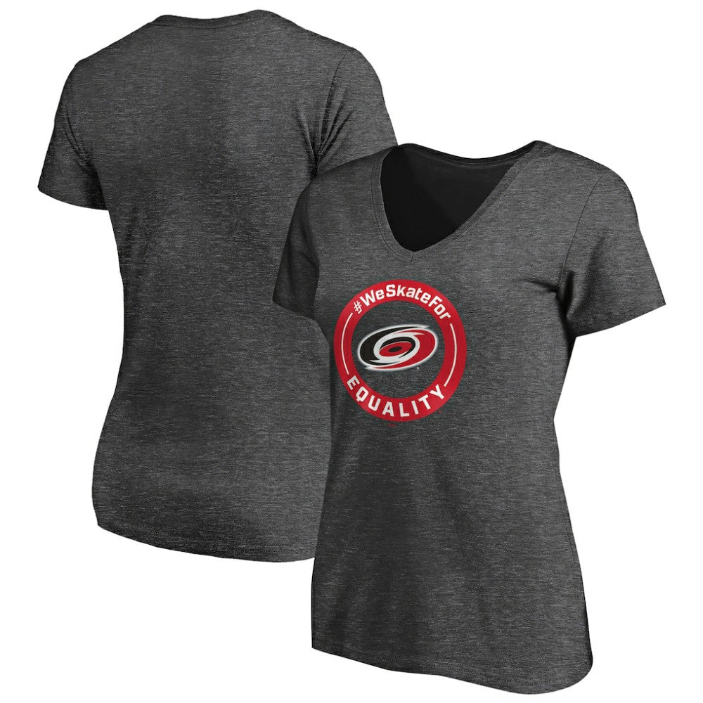 Carolina Hurricanes Women's #WeSkateFor V-Neck T-Shirt - Heather Gray | US 4017816