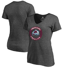 Colorado Avalanche Women's #WeSkateFor V-Neck T-Shirt - Heather Gray | US 4017818