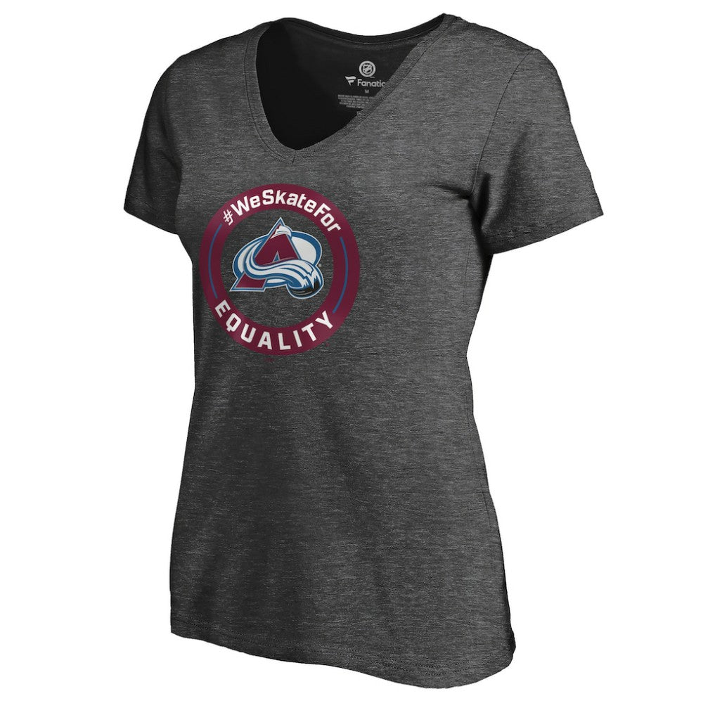 Colorado Avalanche Women's #WeSkateFor V-Neck T-Shirt - Heather Gray | US 4017818