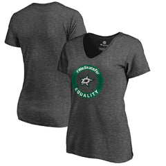 Dallas Stars Women's #WeSkateFor V-Neck T-Shirt - Heather Gray | US 4017820