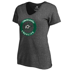 Dallas Stars Women's #WeSkateFor V-Neck T-Shirt - Heather Gray | US 4017820