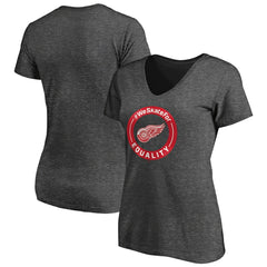 Detroit Red Wings Women's #WeSkateFor V-Neck T-Shirt - Heather Gray | US 4017821