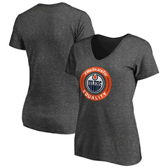 Edmonton Oilers Women's #WeSkateFor V-Neck T-Shirt - Heather Gray | US 4017822