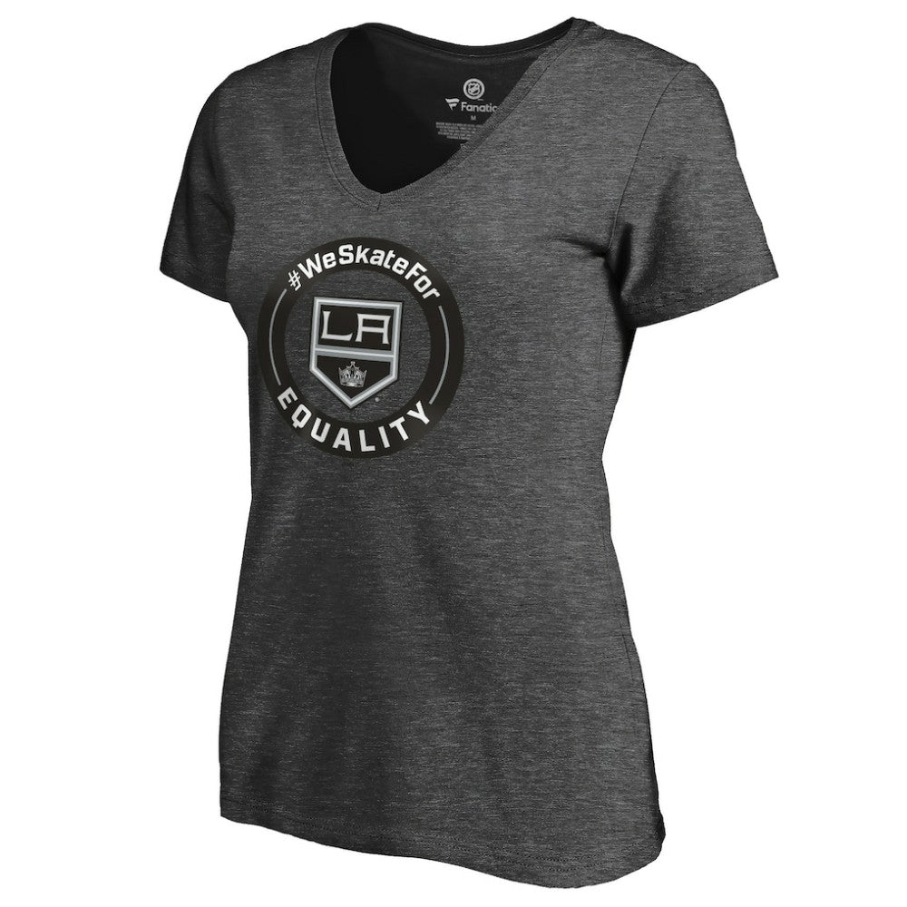 Los Angeles Kings Women's #WeSkateFor V-Neck T-Shirt - Heather Gray | US 4017824