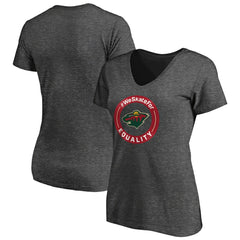 Minnesota Wild Women's #WeSkateFor V-Neck T-Shirt - Heather Gray | US 4017825
