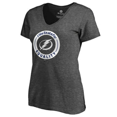 Tampa Bay Lightning Women's #WeSkateFor V-Neck T-Shirt - Heather Gray | US 4017837