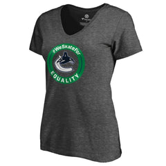 Vancouver Canucks Women's #WeSkateFor V-Neck T-Shirt - Heather Gray | US 4017839