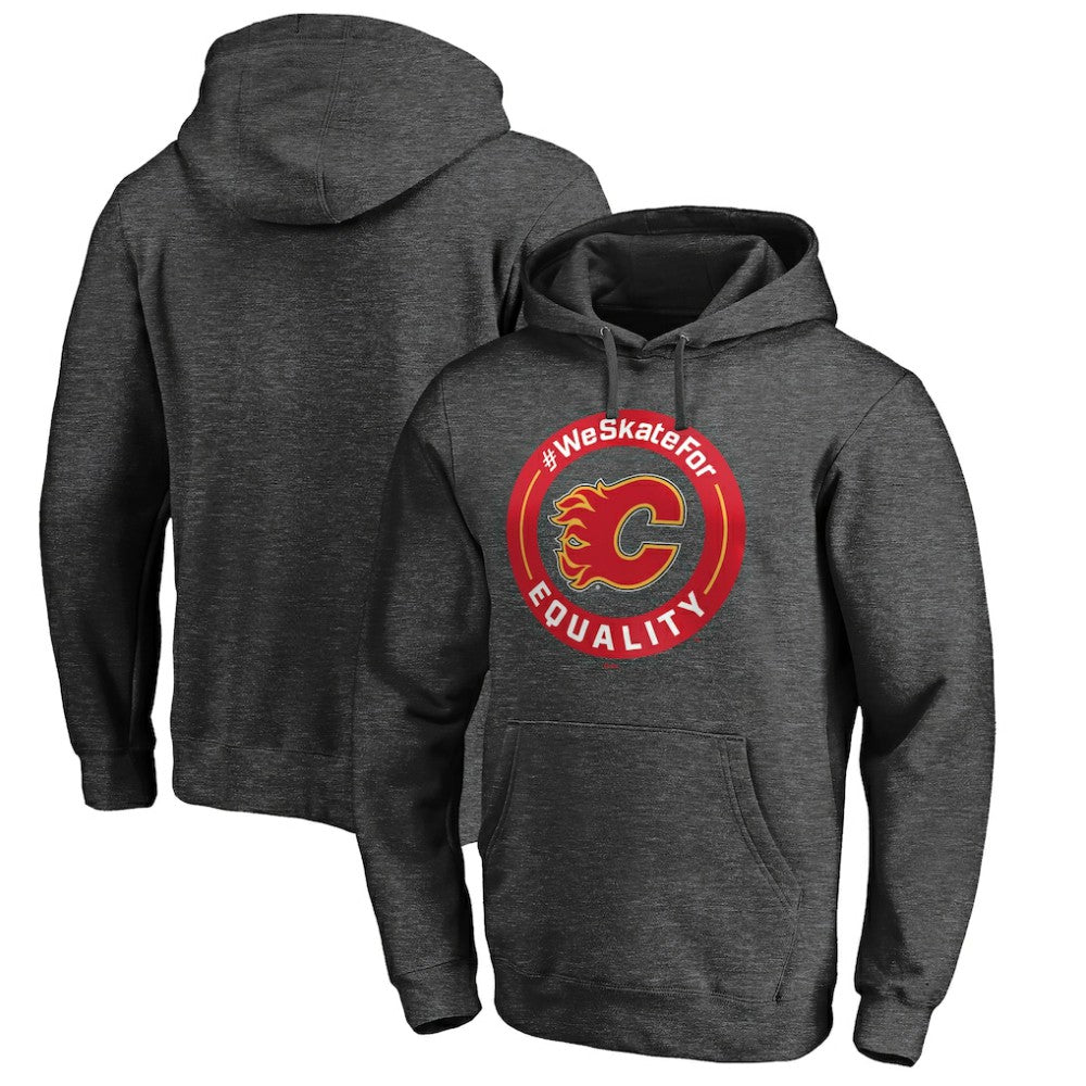 Calgary Flames #WeSkateFor Pullover Hoodie - Heather Gray | US 4017846