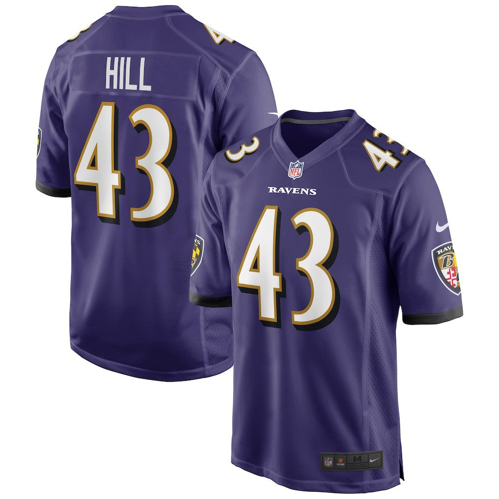 Justice Hill Baltimore Ravens Game Jersey - Purple Jerseys