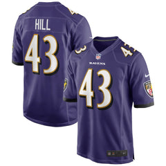 Justice Hill Baltimore Ravens Game Jersey - Purple Jerseys