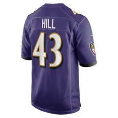 Justice Hill Baltimore Ravens Game Jersey - Purple Jerseys
