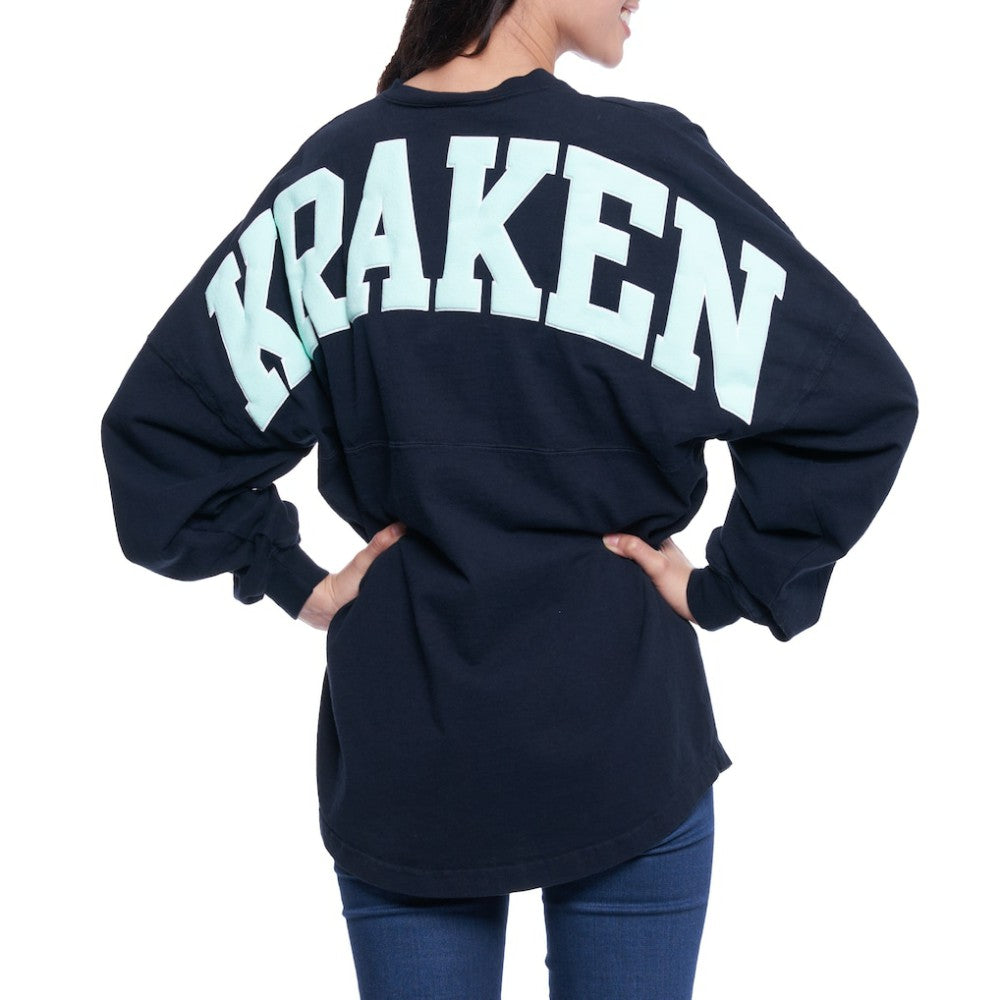 Seattle Kraken Fanatics Women's Lace Up Long Sleeve Spirit Top - Navy | US 4025072
