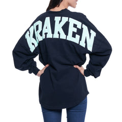 Seattle Kraken Fanatics Women's Lace Up Long Sleeve Spirit Top - Navy | US 4025072