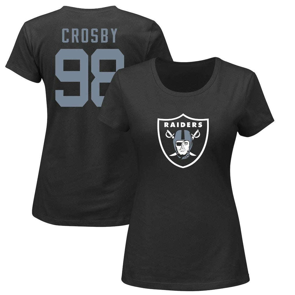 Maxx Crosby Las Vegas Raiders Women's Plus Size Name & Number V-Neck T-Shirt - Black T-shirts