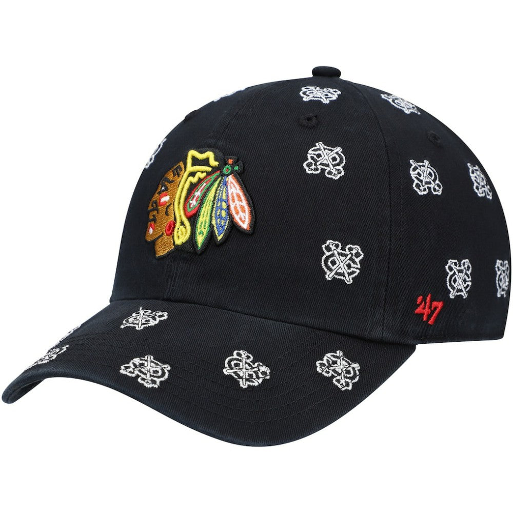 Chicago Blackhawks '47 Women's Confetti Clean Up Adjustable Hat - Black | US 4029018