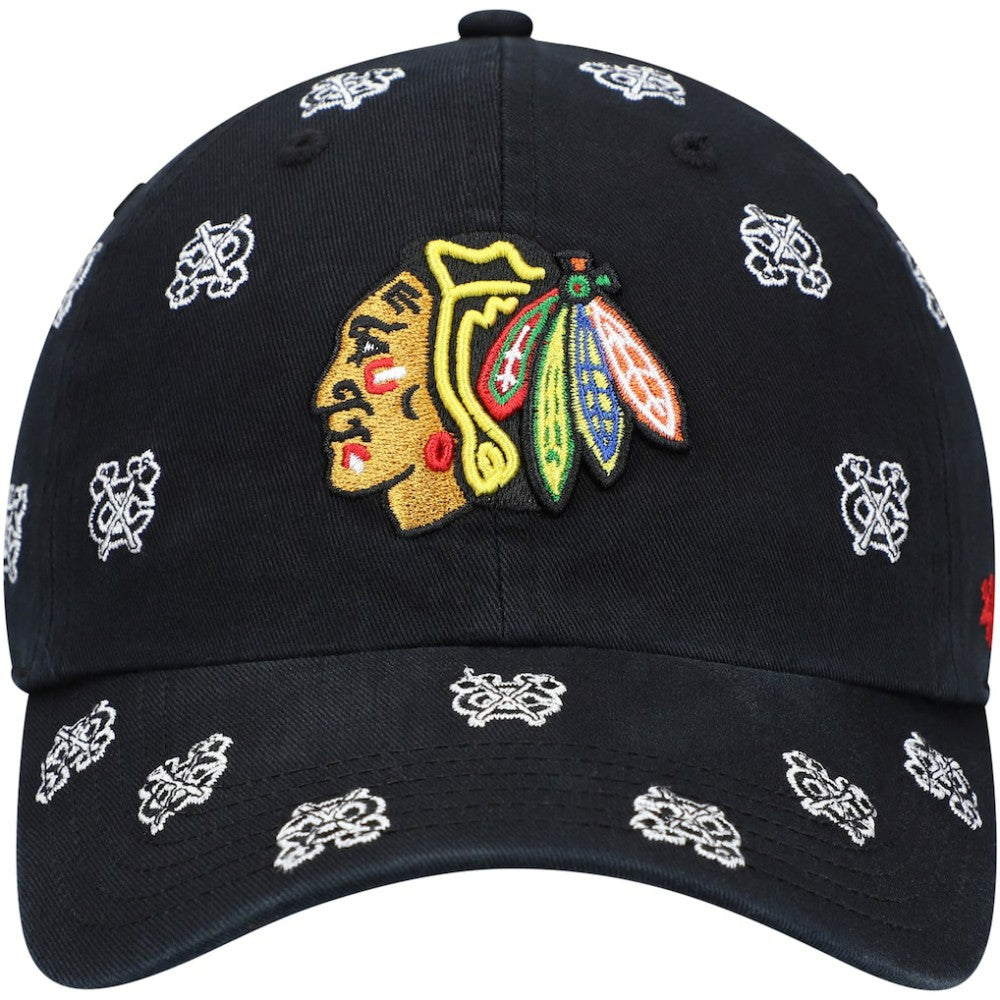 Chicago Blackhawks '47 Women's Confetti Clean Up Adjustable Hat - Black | US 4029018
