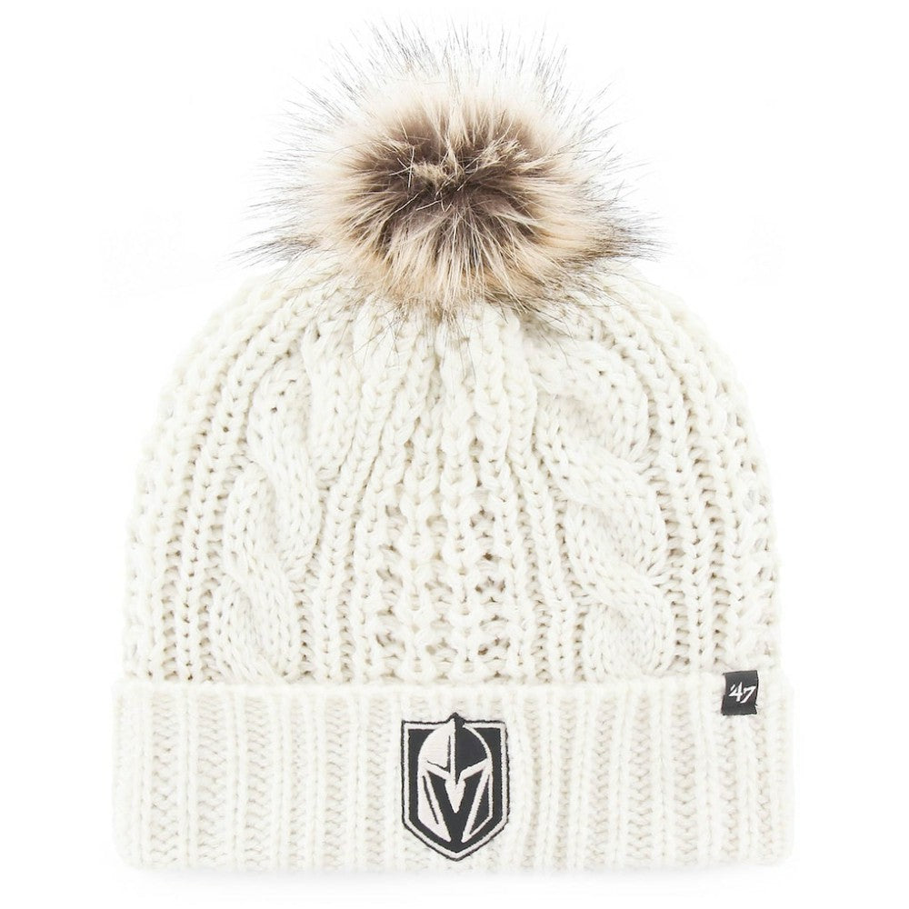 Vegas Golden Knights '47 Women's Logo Meeko Cuffed Knit Hat with Pom - White | US 4029069