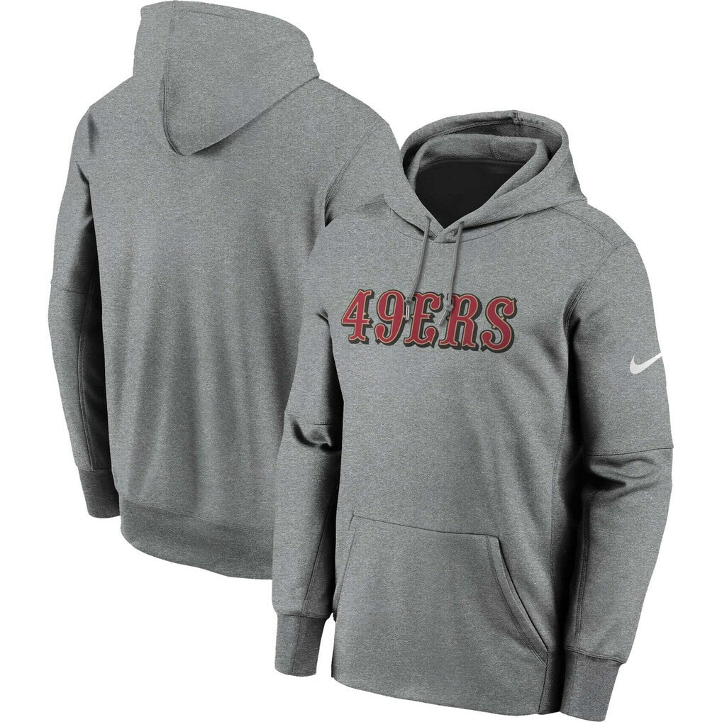 San Francisco 49ers Wordmark Performance Pullover Hoodie - Charcoal Hoodies