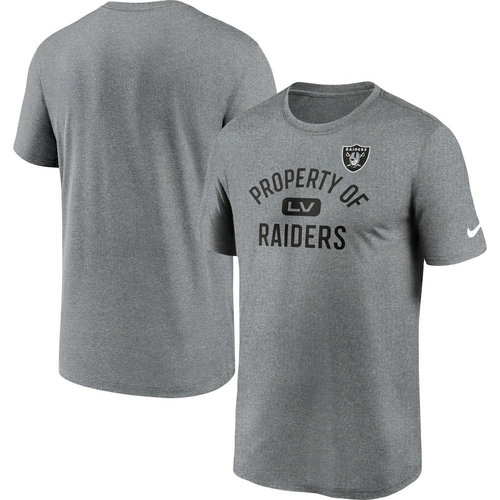 Las Vegas Raiders Legend Property Of Performance T-Shirt - Heather Charcoal T-shirts
