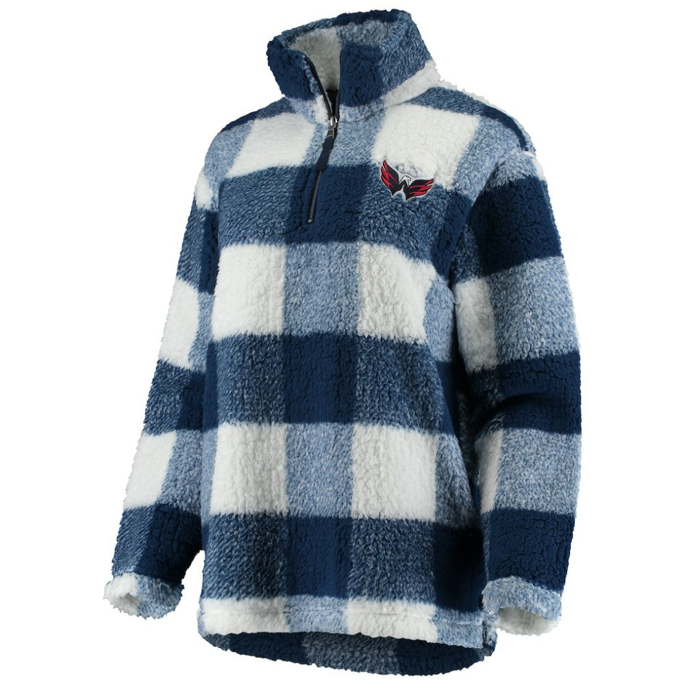 Washington Capitals G-III 4Her by Carl Banks Women's Plaid Sherpa Quarter-Zip Jacket - Navy/White | US 4049428