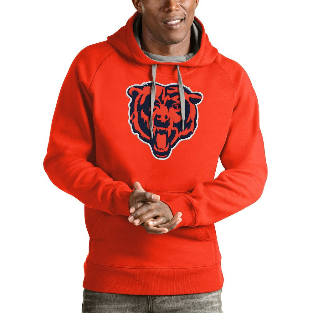 Chicago Bears Antigua Victory Pullover Hoodie - Orange Hoodies
