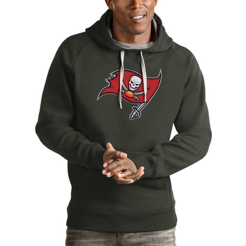 Tampa Bay Buccaneers Antigua Victory Pullover Hoodie - Charcoal Hoodies
