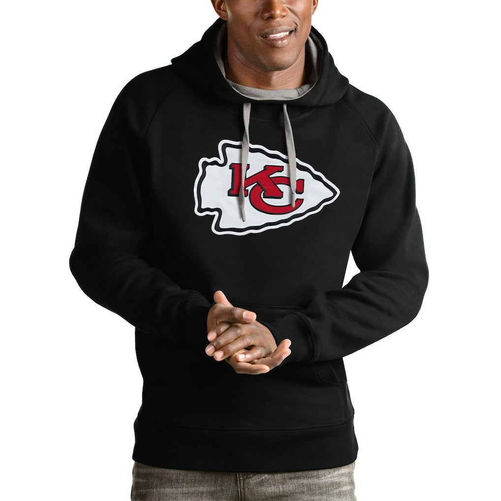 Kansas City Chiefs Antigua Victory Pullover Hoodie - Black Hoodies