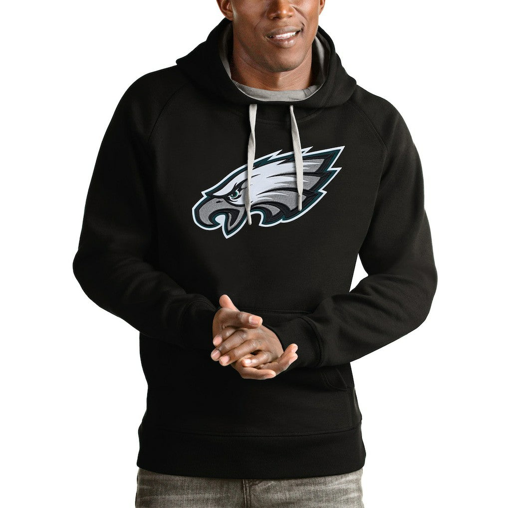 Philadelphia Eagles Antigua Victory Pullover Hoodie - Black Hoodies