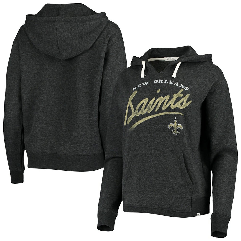 New Orleans Saints '47 Women's Cross Script Emerson Hoodie - Heather Charcoal Hoodies