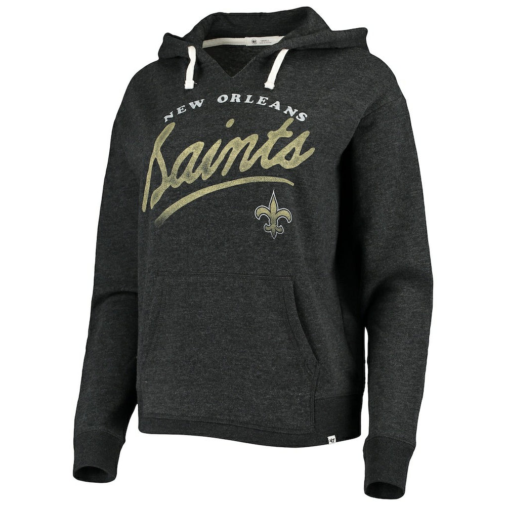 New Orleans Saints '47 Women's Cross Script Emerson Hoodie - Heather Charcoal Hoodies