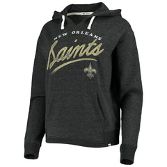 New Orleans Saints '47 Women's Cross Script Emerson Hoodie - Heather Charcoal Hoodies