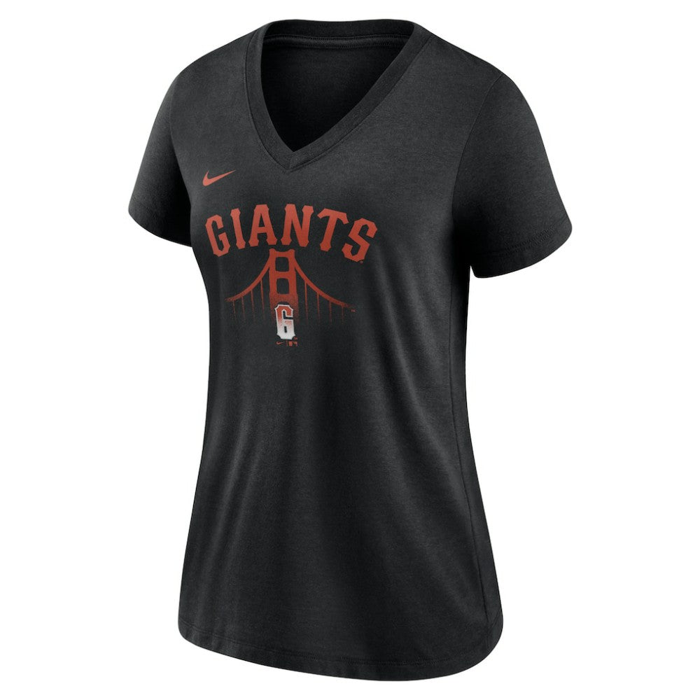San Francisco Giants Nike Women's City Connect Tri-Blend V-Neck T-Shirt - Black T-shirts