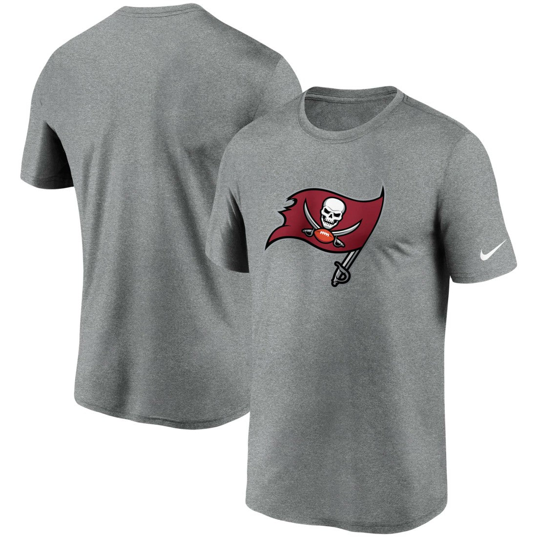Tampa Bay Buccaneers Logo Essential Legend Performance T-Shirt - Heathered Pewter T-shirts